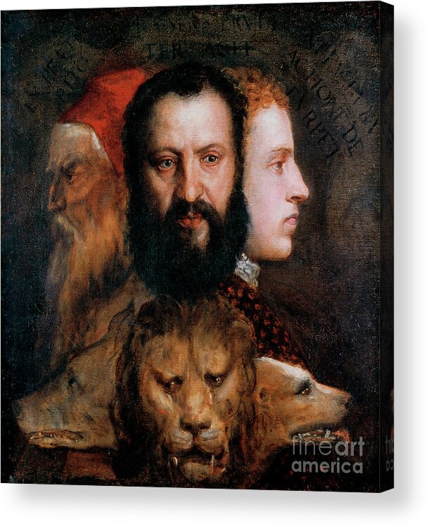 Mature Adult Acrylic Print featuring the drawing Allegory Of Prudence, C1565-1570 by Print Collector