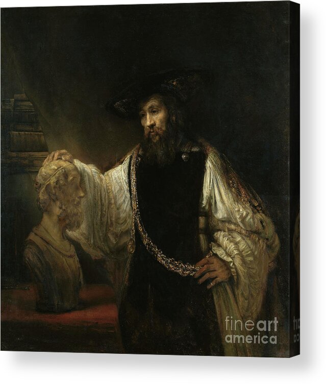 Rembrandt Acrylic Print featuring the painting Aristotle With A Bust Of Homer By Rembrandt by Rembrandt