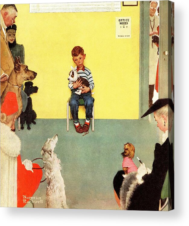 Boy Acrylic Print featuring the painting At The Vets by Norman Rockwell