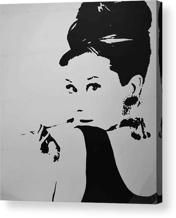 Audrey Hepburn Acrylic Print featuring the photograph Audrey B W by Rob Hans