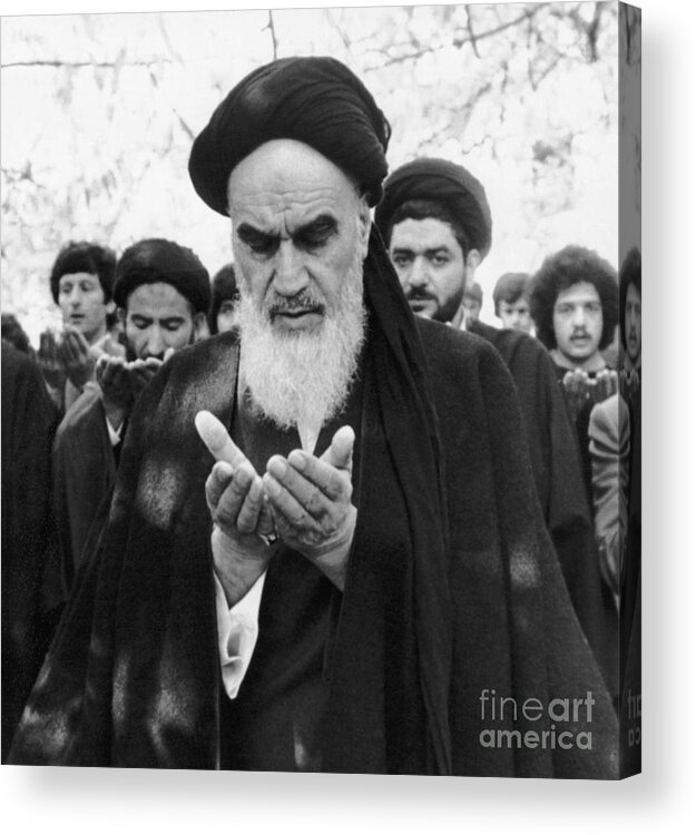 1980-1989 Acrylic Print featuring the photograph Ayotollah Ruhollah Khomeini Praying by Bettmann