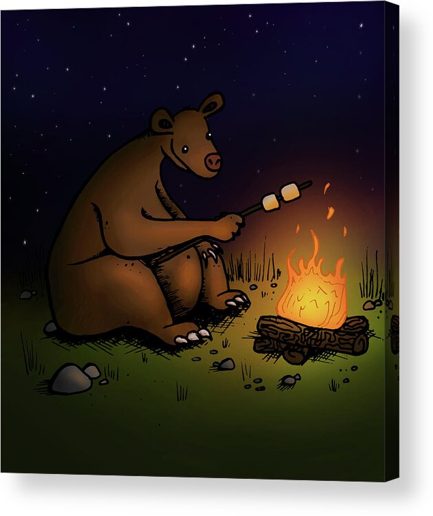 Camping Bear Acrylic Print featuring the digital art Camping Bear by Lauren Ramer