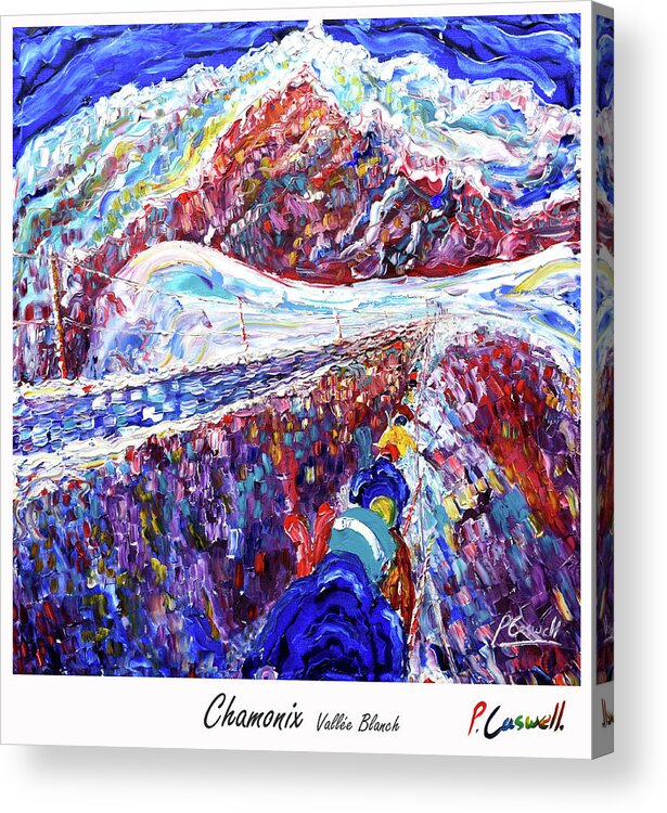 Chamonix Acrylic Print featuring the painting Chamonix Vintage Ski Poster by Pete Caswell