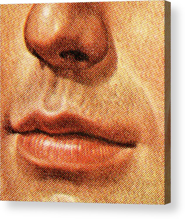 Campy Acrylic Print featuring the drawing Close up of Man's Nose and Mouth by CSA Images