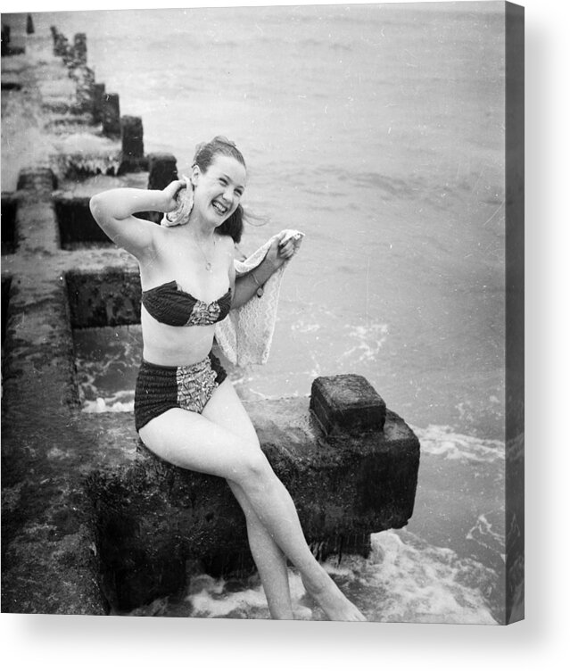 1950-1959 Acrylic Print featuring the photograph Dip In The Briny by Evening Standard