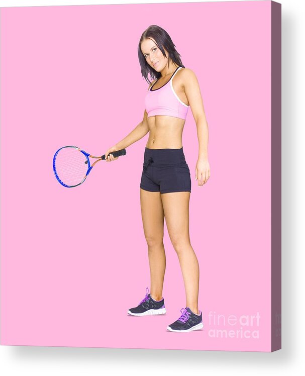 Tennis Acrylic Print featuring the photograph Fit Active Female Sports Person Playing Tennis by Jorgo Photography