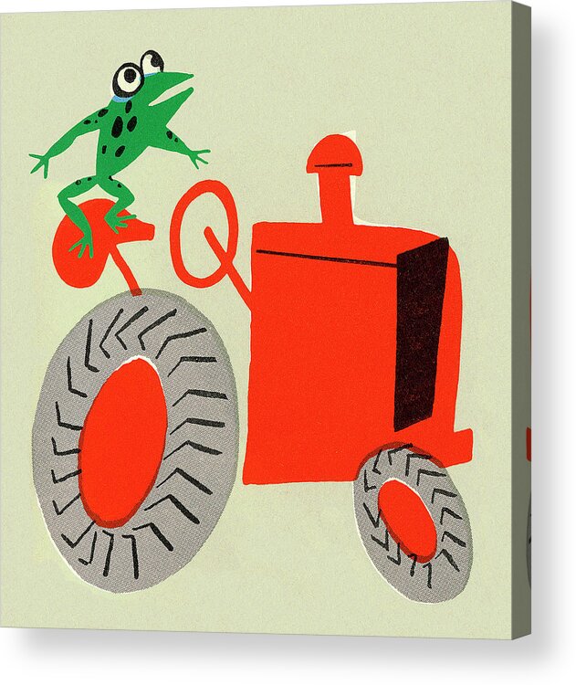 Agriculture Acrylic Print featuring the drawing Frog on a Tractor by CSA Images