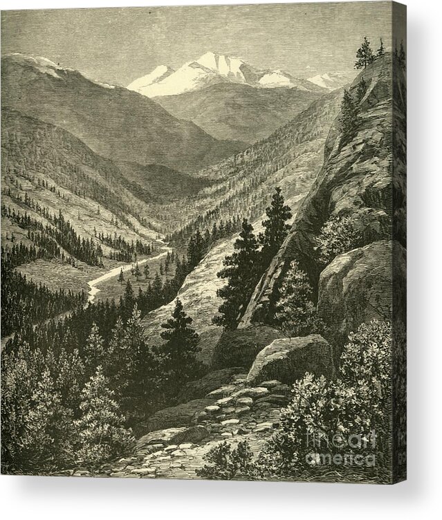 Engraving Acrylic Print featuring the drawing Grays Peak 1 by Print Collector