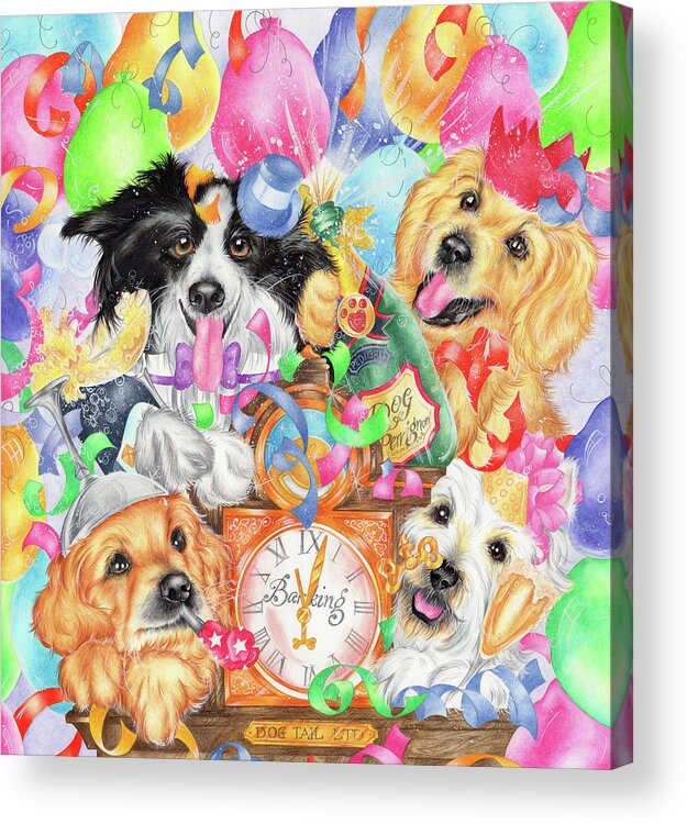 New Year Acrylic Print featuring the painting Happy New Year by Cb Studios