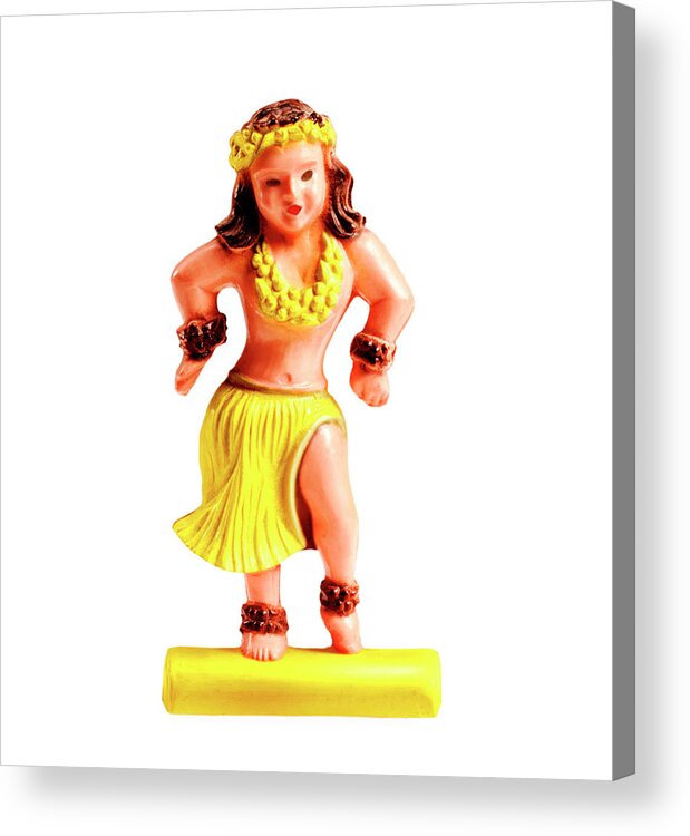 Activity Acrylic Print featuring the drawing Hula Dancer Woman Wearing Yellow by CSA Images