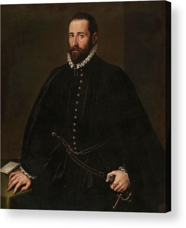 Portrait Of A Gentleman Acrylic Print featuring the painting Jacopo Robusti Tintoretto / 'Portrait of a Gentleman', 16th century, Italian School, Canvas. by Tintoretto -1518-1594-