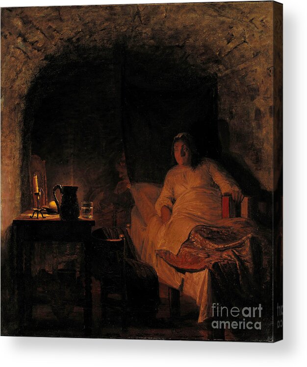 Oil Painting Acrylic Print featuring the drawing Leonora Christina In Prison by Heritage Images