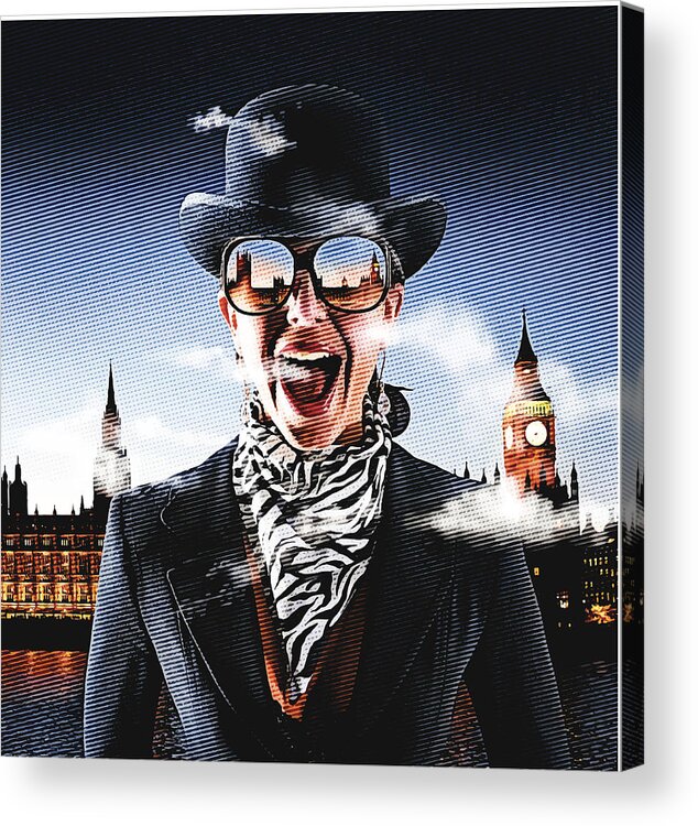 Cool Attitude Acrylic Print featuring the digital art London Woman Montage by Georgepeters