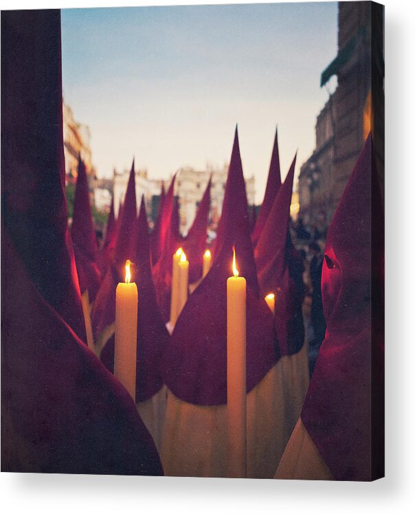 People Acrylic Print featuring the photograph Nazarenos During Semana Santa by Thepalmer