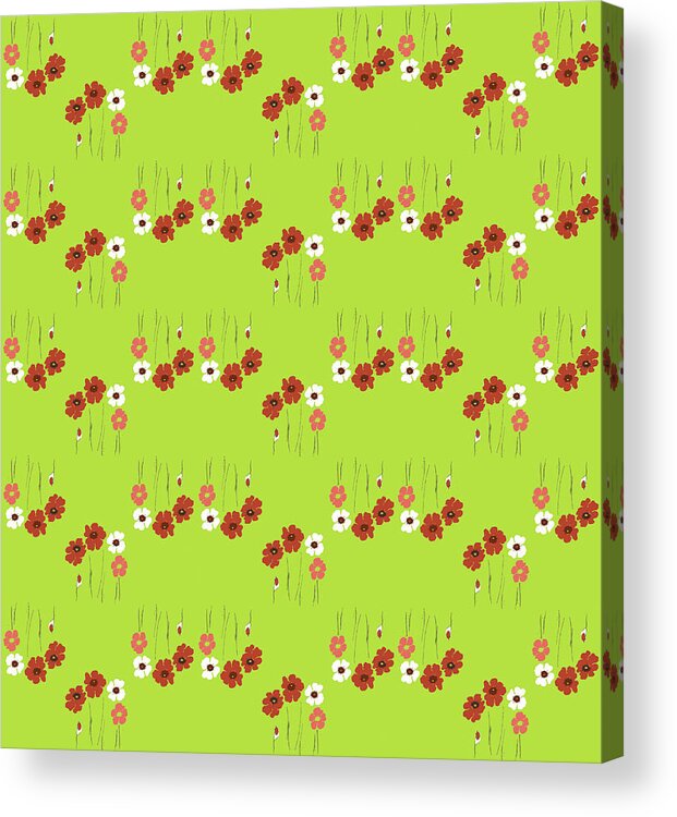 Pattern Coquelicot Lime Acrylic Print featuring the painting Pattern Coquelicot Lime by Anne Cote