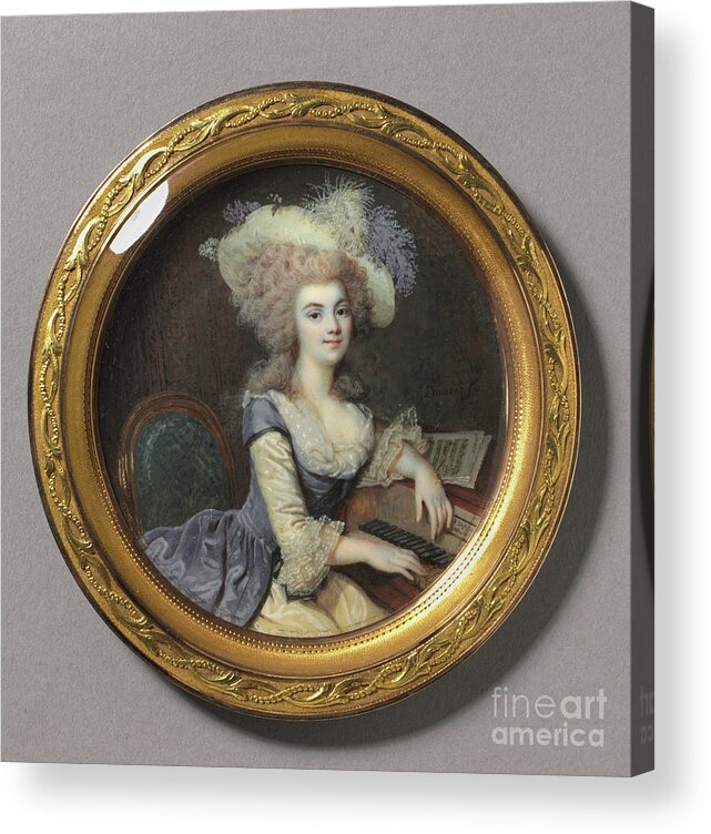Female Acrylic Print featuring the painting Portrait Of A Woman At A Harpsichord, C.1788 by Francois Dumont