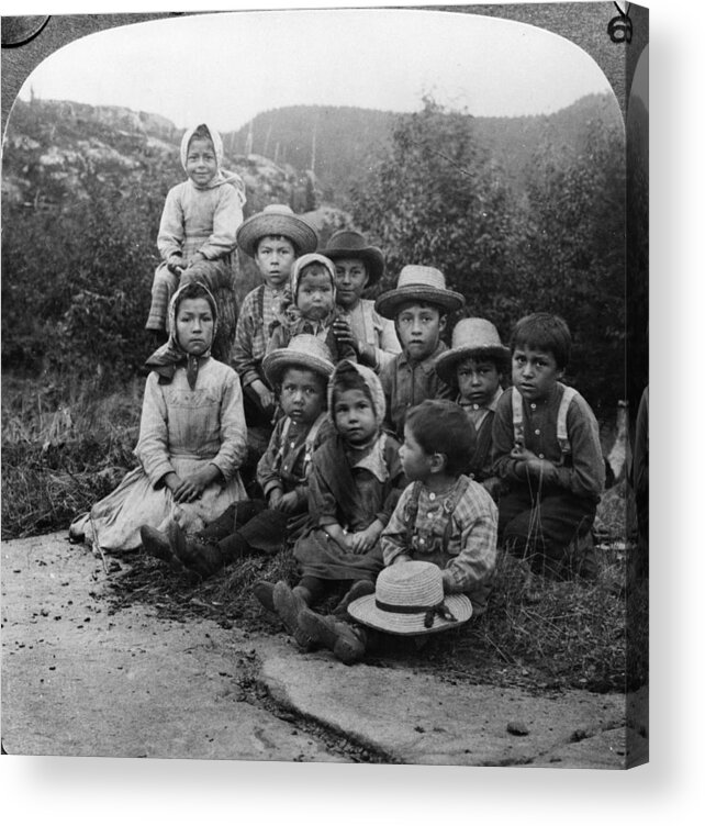 Child Acrylic Print featuring the photograph Portrait Of Children From Indian Tribe by Kean Collection
