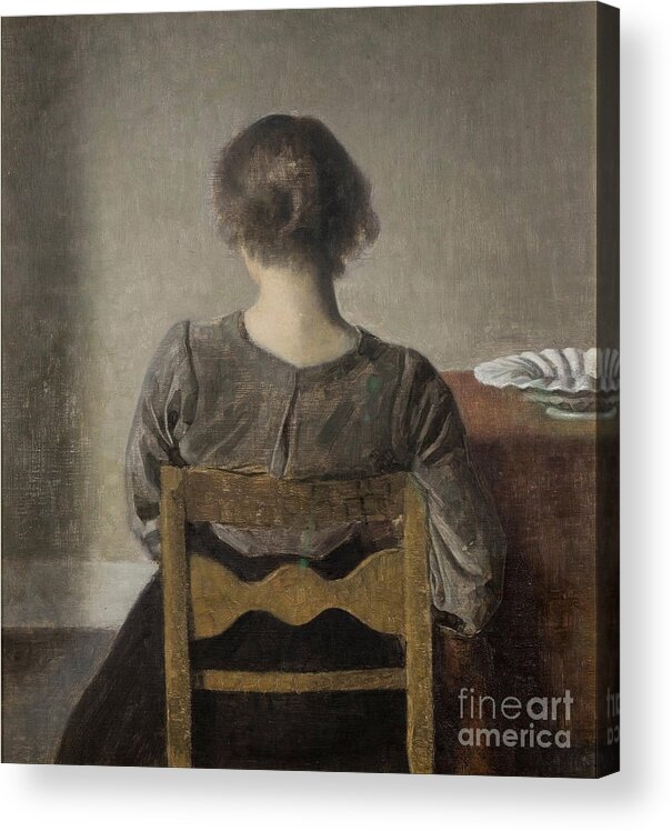 Oil Painting Acrylic Print featuring the drawing Rest. Artist Hammershøi, Vilhelm by Heritage Images