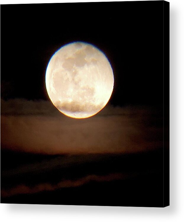Moon Acrylic Print featuring the photograph Rising Above the Clouds by Karen Stansberry