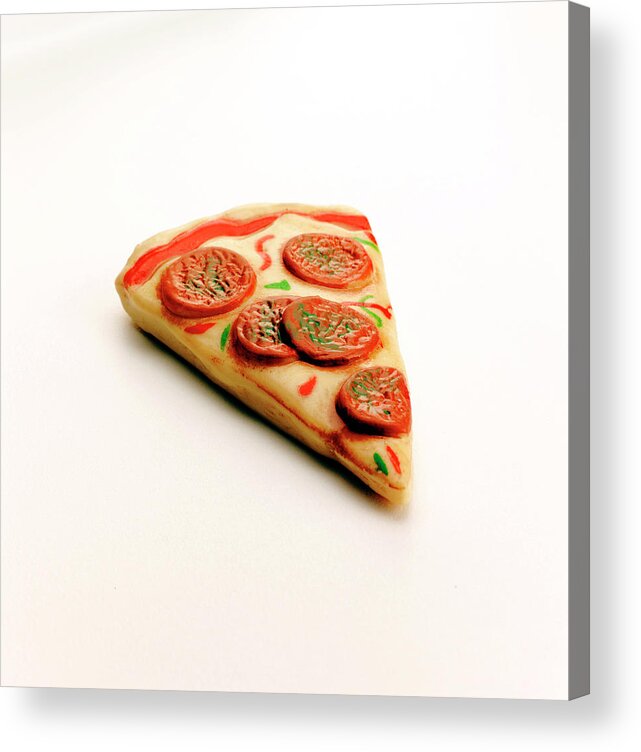 Campy Acrylic Print featuring the drawing Slice of Pepperoni Pizza by CSA Images