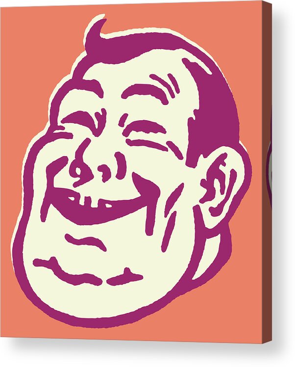 Adult Acrylic Print featuring the drawing Smiling Man with Large Chin by CSA Images