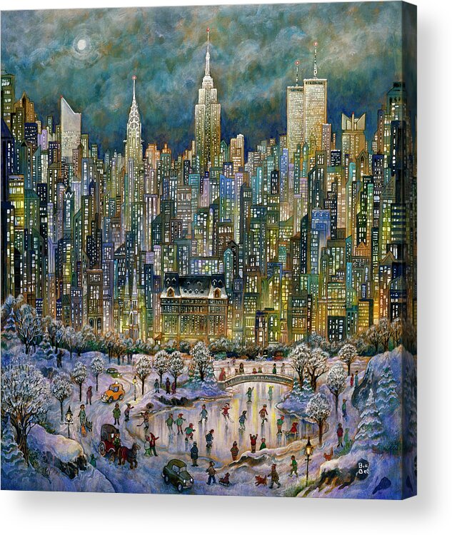 Snowtime In New York Acrylic Print featuring the painting Snowtime In New York by Bill Bell