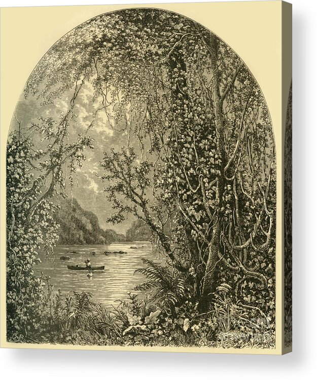 Engraving Acrylic Print featuring the drawing The Potomac Above Harpers Ferry C by Print Collector