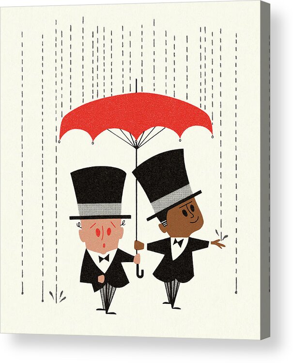 Accessories Acrylic Print featuring the drawing Two Gentlemen Under an Umbrella by CSA Images