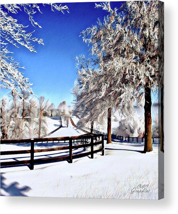 Snow Acrylic Print featuring the digital art Wintry Lane by CAC Graphics