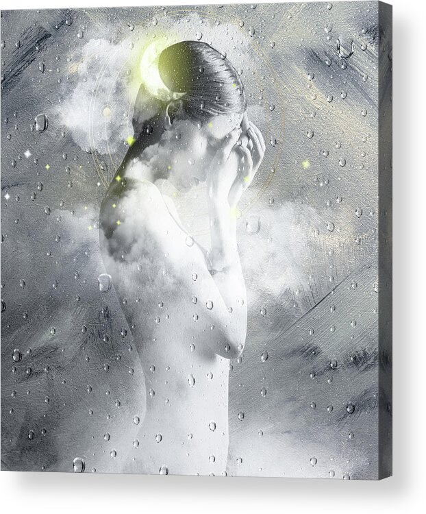 Woman Acrylic Print featuring the digital art Between Heaven and Earth by Claudia McKinney