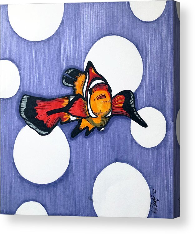 Clownfish Acrylic Print featuring the drawing Clownfish by Creative Spirit