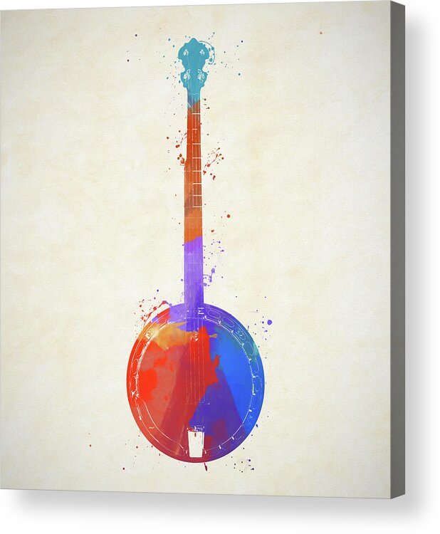 Color Splash Banjo Acrylic Print featuring the painting Color Splash Banjo by Dan Sproul