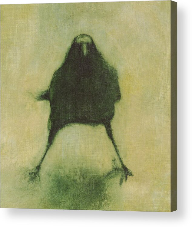 Crow Acrylic Print featuring the painting Crow 6 cropped version by David Ladmore