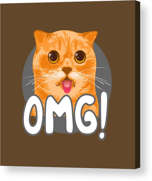 Cat Acrylic Print featuring the digital art Cute OMG Cat by Sambel Pedes