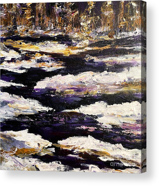 Winter Acrylic Print featuring the painting Frozen River by Karen Ferrand Carroll