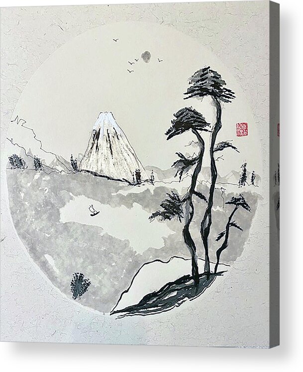 Landscape Acrylic Print featuring the painting Guardians Dancing by Casey Shannon