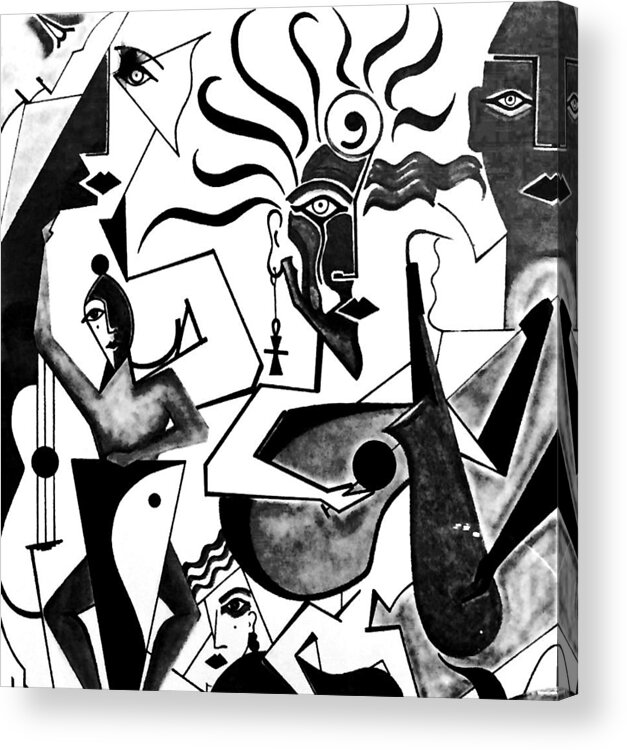 Jazz Art Acrylic Print featuring the digital art Jazz on Time by Bodo Vespaciano