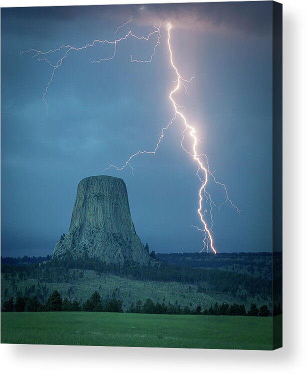 Devils Tower Acrylic Print featuring the photograph Light Up the Tower by Laura Hedien