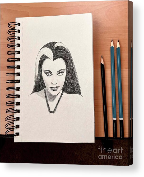  Acrylic Print featuring the drawing Lily Munster by Donna Mibus
