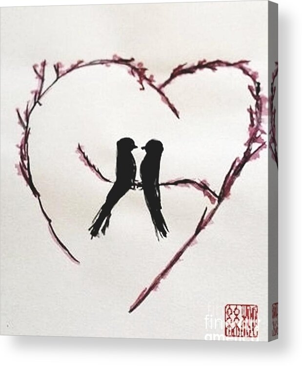 Love Acrylic Print featuring the painting Love Birds by Margaret Welsh Willowsilk