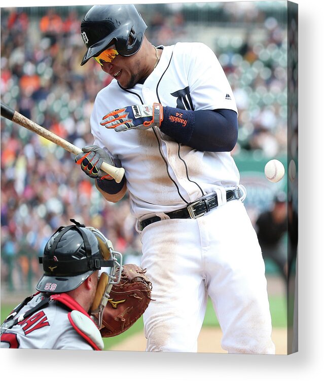 American League Baseball Acrylic Print featuring the photograph Miguel Cabrera and Clay Buchholz by Leon Halip
