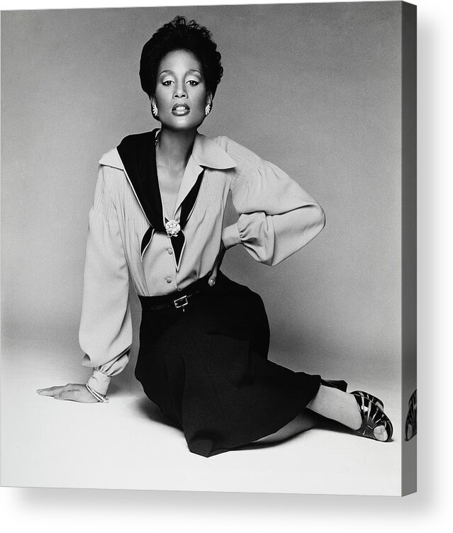 Accessories Acrylic Print featuring the photograph Model Beverly Johnson Wearing A Donald Brooks Ensemble by Francesco Scavullo