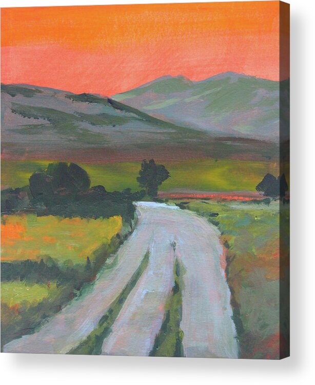 Orange Sundown Acrylic Print featuring the painting Orange Sundown by Nancy Merkle