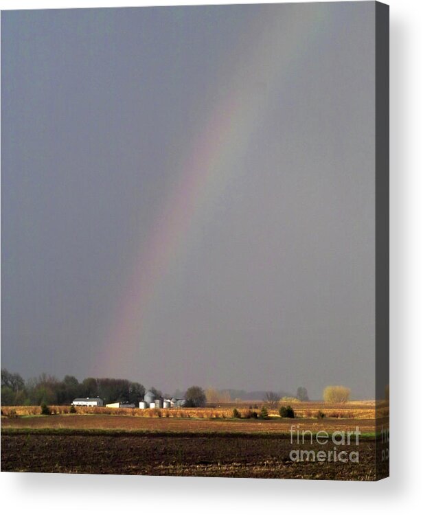 Rainbow Acrylic Print featuring the photograph Rainbow Over Farm by Kimberly Blom-Roemer