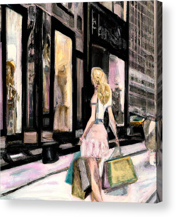 Shopping Acrylic Print featuring the digital art Relaxing Shopping Day by Alison Frank