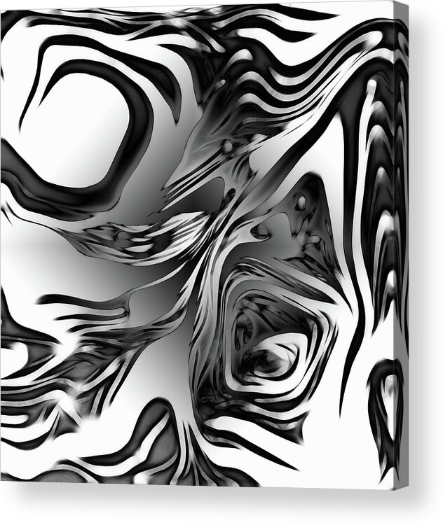 Silver Acrylic Print featuring the digital art Silver Ink Abstract Design by Melinda Firestone-White