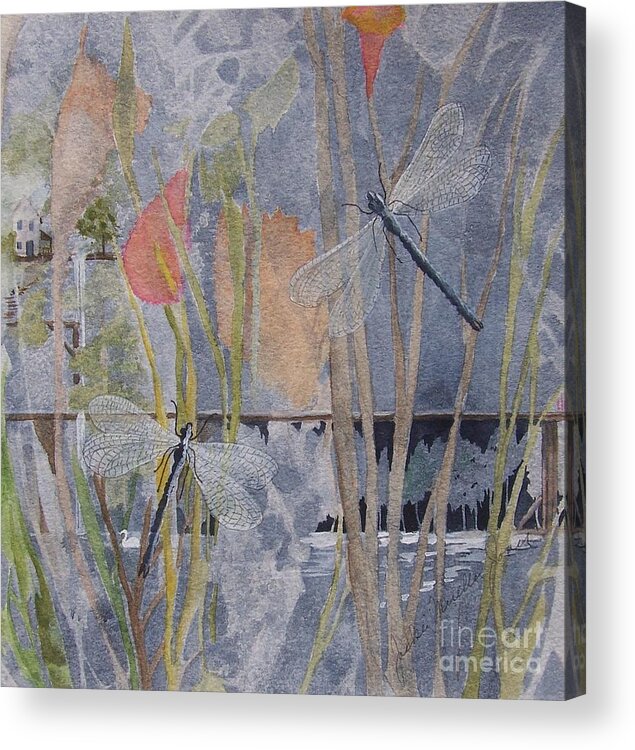 Dragon Flies Acrylic Print featuring the painting Soulmates by Jackie Mueller-Jones