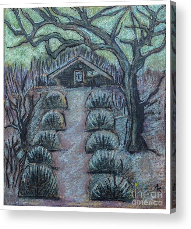 Architecture Acrylic Print featuring the drawing Twilight In Garden, Illustration by Ariadna De Raadt