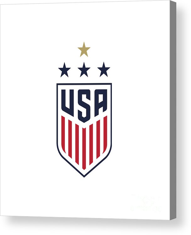 Merry Christmas T-shirts Acrylic Print featuring the digital art Uswnt Crest 4 Stars Usa Soccer by Rock Star