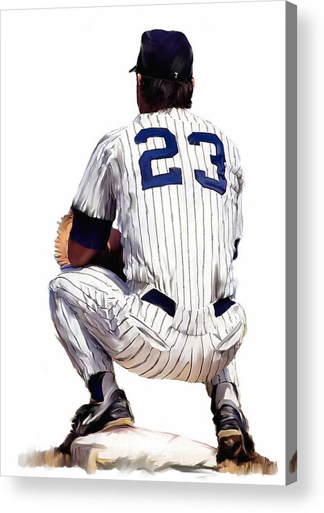 Don Mattingly Drawings Art Pieces Acrylic Print featuring the painting Don Mattingly A Moment To Remeber II by Iconic Images Art Gallery David Pucciarelli